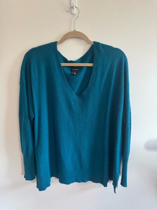 Halogen Sweaters - Halogen Teal V-Neck Cashmere Sweater